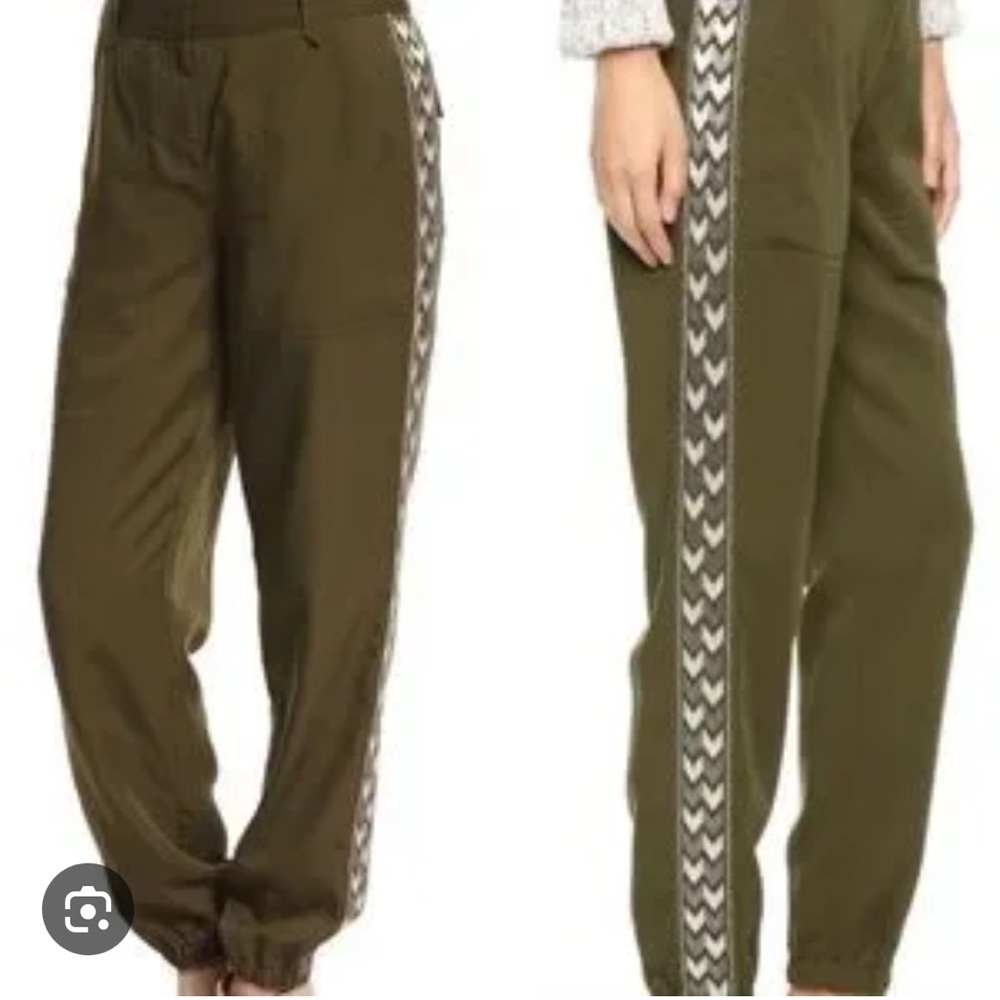 Rebecca Taylor Olive Trousers with Chevron Stripe